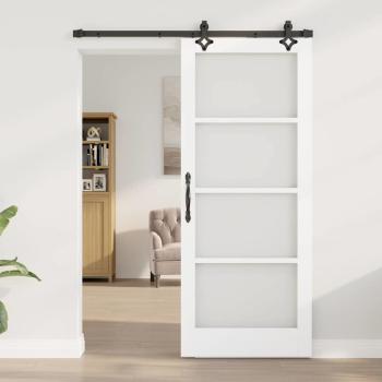 Schiebetür mit Hardware Set Weiß 83x202 cm Massivholz Kiefer