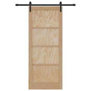 Schiebetür mit Beschlagset 86x211 cm aus massivem Kiefernholz