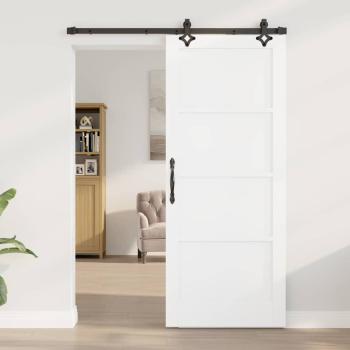 Schiebetür mit Hardware Set 'ORKDAL'Weiß Massivholz Kiefer