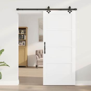 Schiebetür mit Hardware-Set 'ORKDAL'Weiß Massivholz-Kiefer