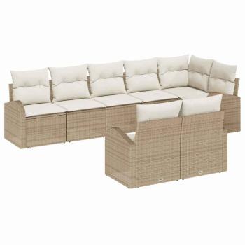 ARDEBO.de - 8-teiliges Garten-Sofa-Set mit Kissen Beige Poly Rattan