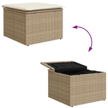 7-teiliges Gartensofa-Set mit Kissen, Beige Poly Rattan