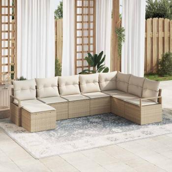 ARDEBO.de - 8-teiliges Garten Sofaset mit Kissen in Beige aus Poly Rattan