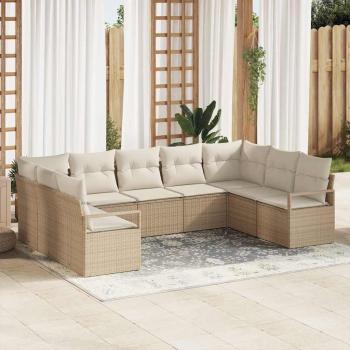 ARDEBO.de - 9-teiliges Garten Sofa Set mit Kissen Beige Poly Rattan