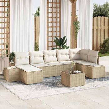 ARDEBO.de - 8-teiliges Garten-Sofa-Set mit Kissen Braunes Poly-Rattan