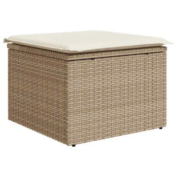 6-teiliges Garten Sofa Set mit Kissen Beige Poly Rattan Akazie