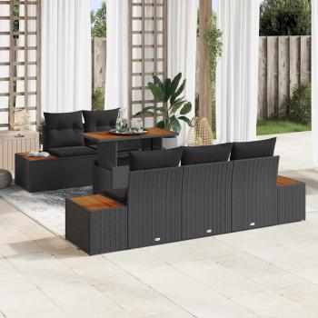 ARDEBO.de - Garten-Sofa-Set 6 stk. Schwarz Poly Rattan