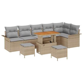 Gartensofa-set 9 Stk. Beige Poly-Rattan