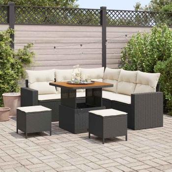 ARDEBO.de - Gartensofa-set 9 Stk. 6-Sitzanzahl Schwarz und Creme