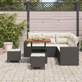 Gartensofa-set 9 Stk. 6-Sitzanzahl Schwarz und Creme