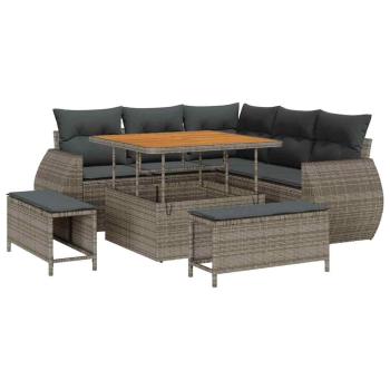 Gartensofa-set 8 stk. 7-Sitzanzahl Grau Poly-Rattan