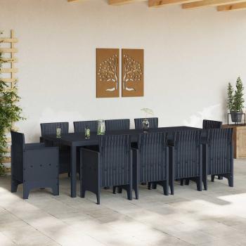 ARDEBO.de - 11-tlg. Garten-Essgruppe Anthrazit Poly Rattan
