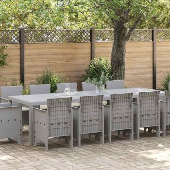 ARDEBO.de - 13-teilige Garten-Essgruppe mit Kissen Hellgrau Poly-Rattan