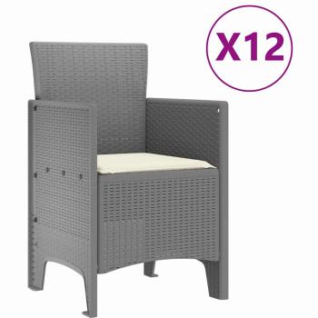 13-teilige Garten-Essgruppe mit Kissen Hellgrau Poly-Rattan