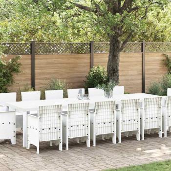ARDEBO.de - 15 Teile Garten Essgruppe Weiß Poly-Rattan