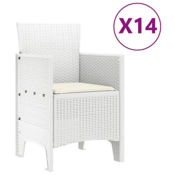 Garten Essgruppe 15 Stk. Weiß Polt Rattan