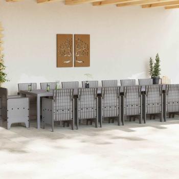 17-teiliges Garten Esszimmer Set Hellgrau Poly Rattan