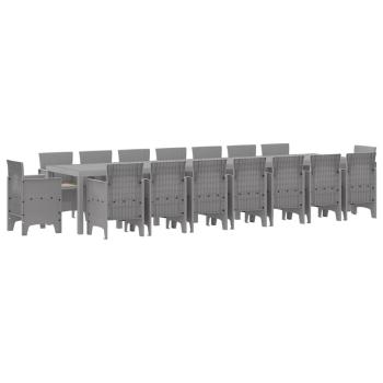 17-teiliges Garten Essset mit Kissen hellgrau Poly-Rattan