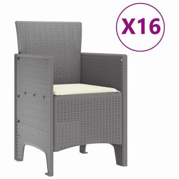 17-teiliges Garten Essgruppen Set mit Kissen Hellgrau Poly Rattan