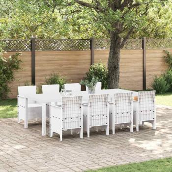 ARDEBO.de - 9-tlg. Garten-Essgruppe Hellgrau Poly Rattan