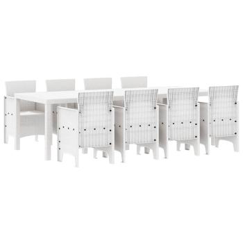 9-tlg. Garten-Essgruppe Hellgrau Poly Rattan