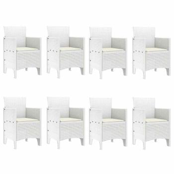 9-tlg. Garten-Essgruppe mit Kissen Hellgrau Poly Rattan