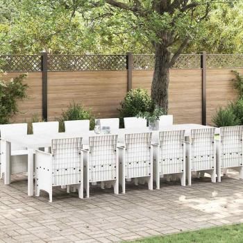 ARDEBO.de - 13-teiliges Garten Esszimmer Set Weiß Poly Rattan