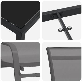 ARDEBO.de - 5-teiliges Garten Essset - Graues Textilene und Stahl