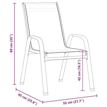 5-teiliges Garten Essset - Graues Textilene und Stahl