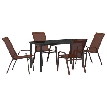 5-teiliges Garten Essset Braun Textilene und Stahl