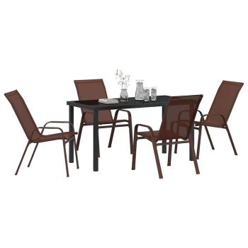 5-teiliges Garten Essset Braun Textilene und Stahl
