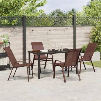5-teiliges Garten Essset Braun Textilene und Stahl