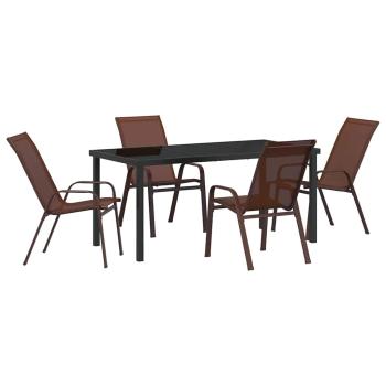 5-teiliges Garten Esszimmer Set Braun Textilene und Stahl
