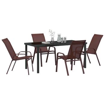 5-teiliges Garten Esszimmer Set Braun Textilene und Stahl