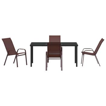 5-teiliges Garten Esszimmer Set Braun Textilene und Stahl