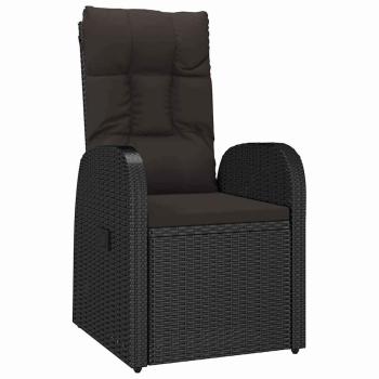 5-teiliges Garten-Essset mit Kissen - Schwarzes Poly-Rattan