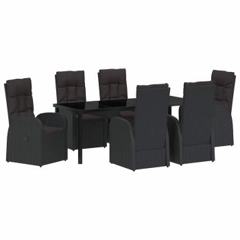 Garten Essgruppe 7 stk. Schwarz Poly-Rattan