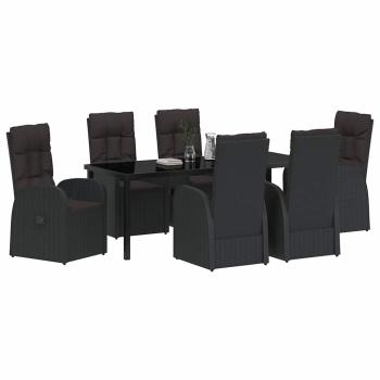 Garten Essgruppe 7 stk. Schwarz Poly-Rattan