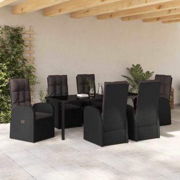 Garten Essgruppe 7 stk. Schwarz Poly-Rattan