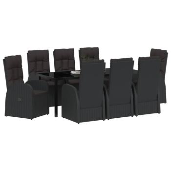 Garten Essgruppe 9 stk. Schwarz Poly-Rattan