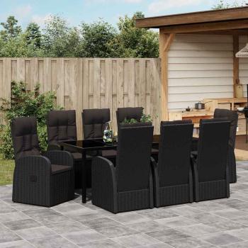 Garten Essgruppe 9 stk. Schwarz Poly-Rattan