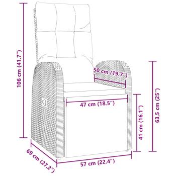7-teiliges Garten-Esszimmer-Set mit Kissen Schwarz Poly-Rattan