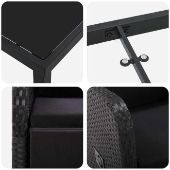 9-teilige Garten-Essgruppe mit Kissen - Schwarzes Poly-Rattan