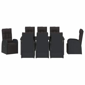 Garten Essgruppe mit Kissen 9 pcs Schwarz Poly-Rattan
