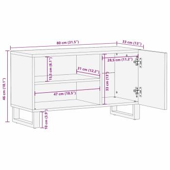 TV-Schrank 80x31,5x46 cm Massivholz Mangou & Engineering Holz