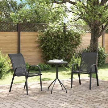 3-teiliges Garten Bistro Set Schwarz Textilene und Stahl