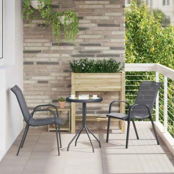 ARDEBO.de - 3-teiliges Garten Bistro-Set Anthrazit Textilene und Stahl