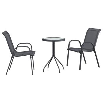 3-teiliges Garten Bistro-Set Anthrazit Textilene und Stahl