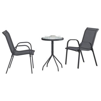 3-teiliges Garten Bistro-Set Anthrazit Textilene und Stahl