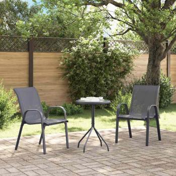 3-teiliges Garten Bistro-Set Anthrazit Textilene und Stahl